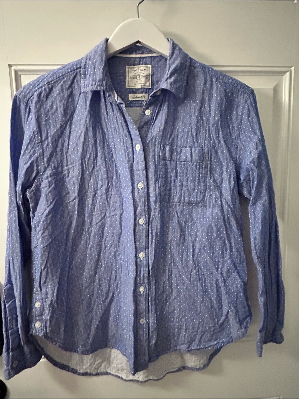 Fat Face Light Blue Button-Down Shirt with Subtle Dot Print